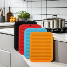 Create Modern 30 x 23 cm Kitchen Counter Trivet Silicone Collapsible Drying Mat