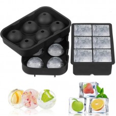 Custom BPA Free 2 Black 6 Giant Ball Silicone Ice Cube Tray Set of  Maker Use For Kid