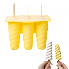 Custom Design 6-Cavity Spiral Silicone Ice Cream Popsicle Mold for DIY Bar Treats