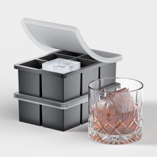 OEM Services Whiskey Cocktail Food Grade 6-Cavity Silicone Ice Cube Tray with Lid