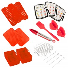 Factory Supply Kitchen Decoration Cookbook Tile Red Silicone Air Fryer Liner