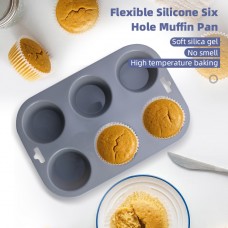 Manufacturer Supply Food Grade Round 6-Hole Silicone Muffin Pan