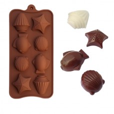 OEM Supply 8 Cavity Brown Green Starfish Sea Shell Silicone Chocolate Molds