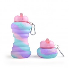 Create Personalized BPA Free Reusable Collapsible Donut Shape Silicone Water Bottle