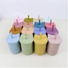 Create Personalized Reusable Kids Baby Training Tumbler BPA Free Silicone Travel Cup with Cat Straw
