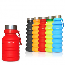 Custom Logo Eco-Friendly 550ml BPA Free Collapsible Sport Silicone Water Bottle