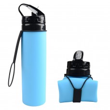 Factory Supply BPA Free 600ml Travel Silicone Collapsible Water Bottle