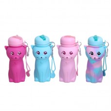 Factory Supply BPA Free Cat Shape Collapsible Silicone Portable Sports Water Bottle