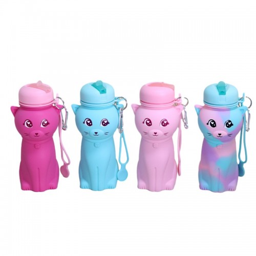 Factory Supply BPA Free Cat Shape Collapsible Silicone Portable Sports Water Bottle by Kinshing – Safe & Durable Design