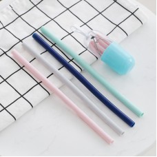 Factory Supply Reusable Silicone Boba Set Straws with Cleaning Brush