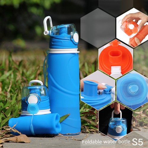 OEM 750ml Outdoor Collapsible Portable Sports Silicone Water Bottle by Kinshing – Safe & Durable Design