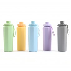 OEM Kids Gym Outdoor Travel Collapsible Silicone Water Bottle with Straw