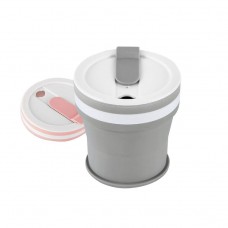 Caneca de acampamento de café de silicone de tamanho de bolso dobrável portátil OEM BPA com tampa