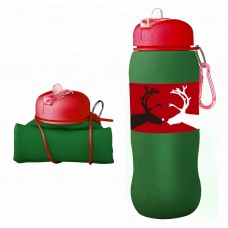OEM Private Label Popular Printed Crystal Adults Silicone Foldable Water Bottle