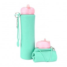Botella de agua deportiva OEM Plegable Slim Silicone Outdoor School Botellas portátiles para beber