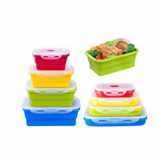 Bulk Wholesale Reusable Folding Collapsible Silicone Lunch Storage Container