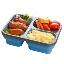 Custom Men Women Space-Saving Silicone Foldable Lunch Food  Container
