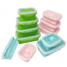 Customized 4 Pcs Sandwich Silicone Collapsible Storage Box with Lid