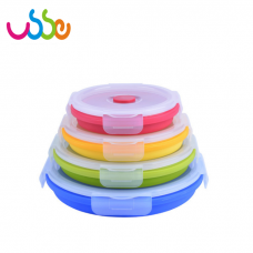Customized Dishwasher Safe BPA-Free Round Silicone Lunch Collapsible Food Storage