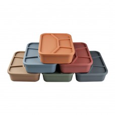 Customized Eco-Friendly School Kids 4-Compartment Silicone Lunch Box with Lid