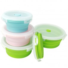 Factory Supply 4 Pcs Collapsible Microwaveable Silicone Food Container