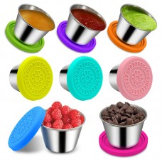 Factory Supply Mini Round 2oz 3oz Stainless Steel Sauce Container with Silicone Lid