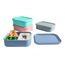 OEM 3-Compartment Adults Silicone Lunch Snack Food Storage Box with Lid