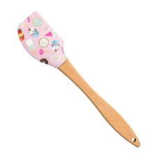 Manufacturer Supply Kitchen Cake Cup Pattern Pastry Silicone Spatula with Wooden Handle